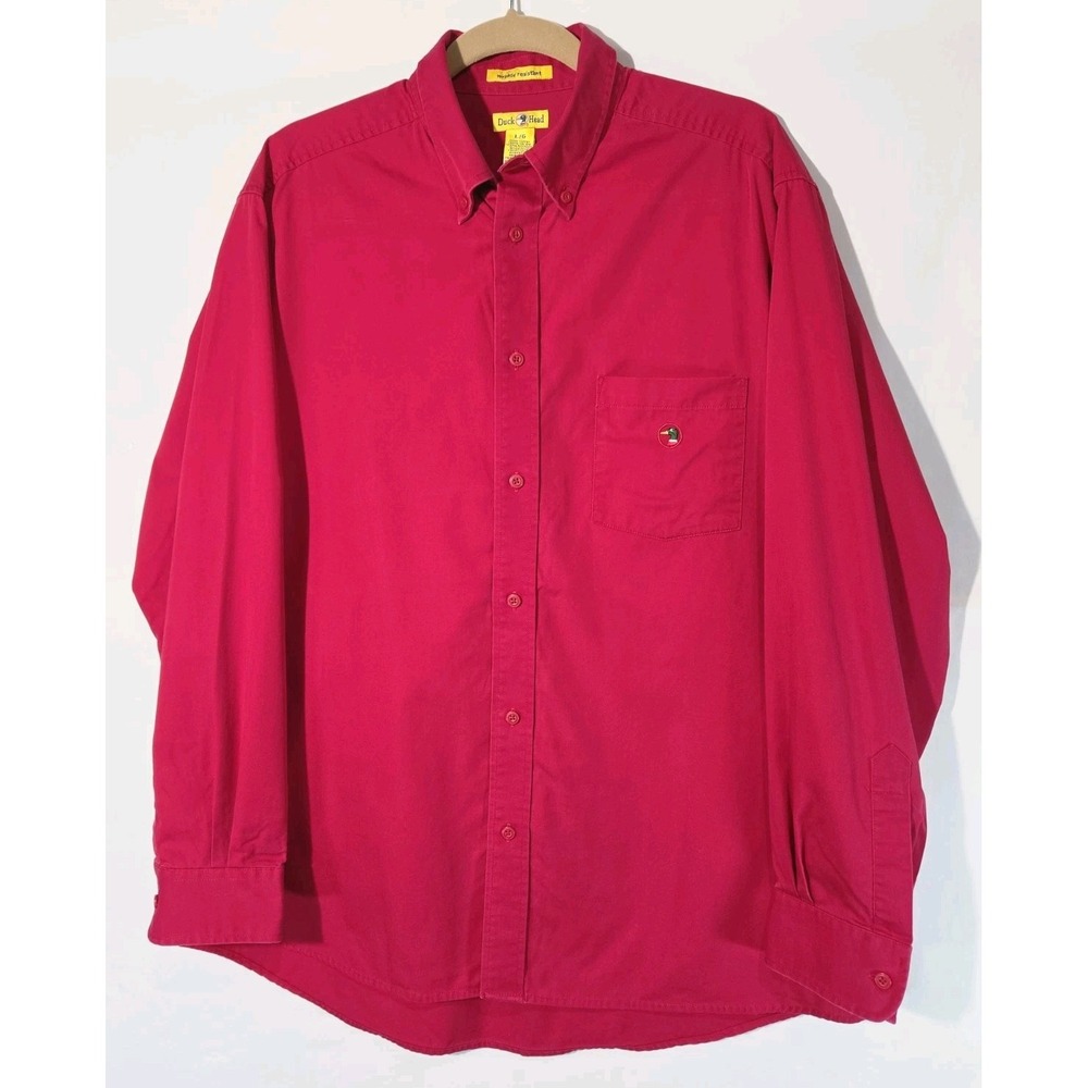Duck Head Button Down Shirt Mens Large Red Excellent Wrinkle Resistant Cotton